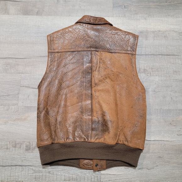 Adam Spencer Leather Tactical Full Zip Utility Vest Mens Small Sherpa Lined VTG - Picture 2 of 8